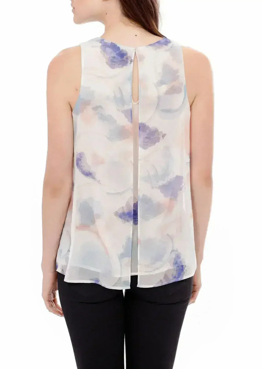 Women's Sleeveless Slit Blouse In Water Color | Femstylo