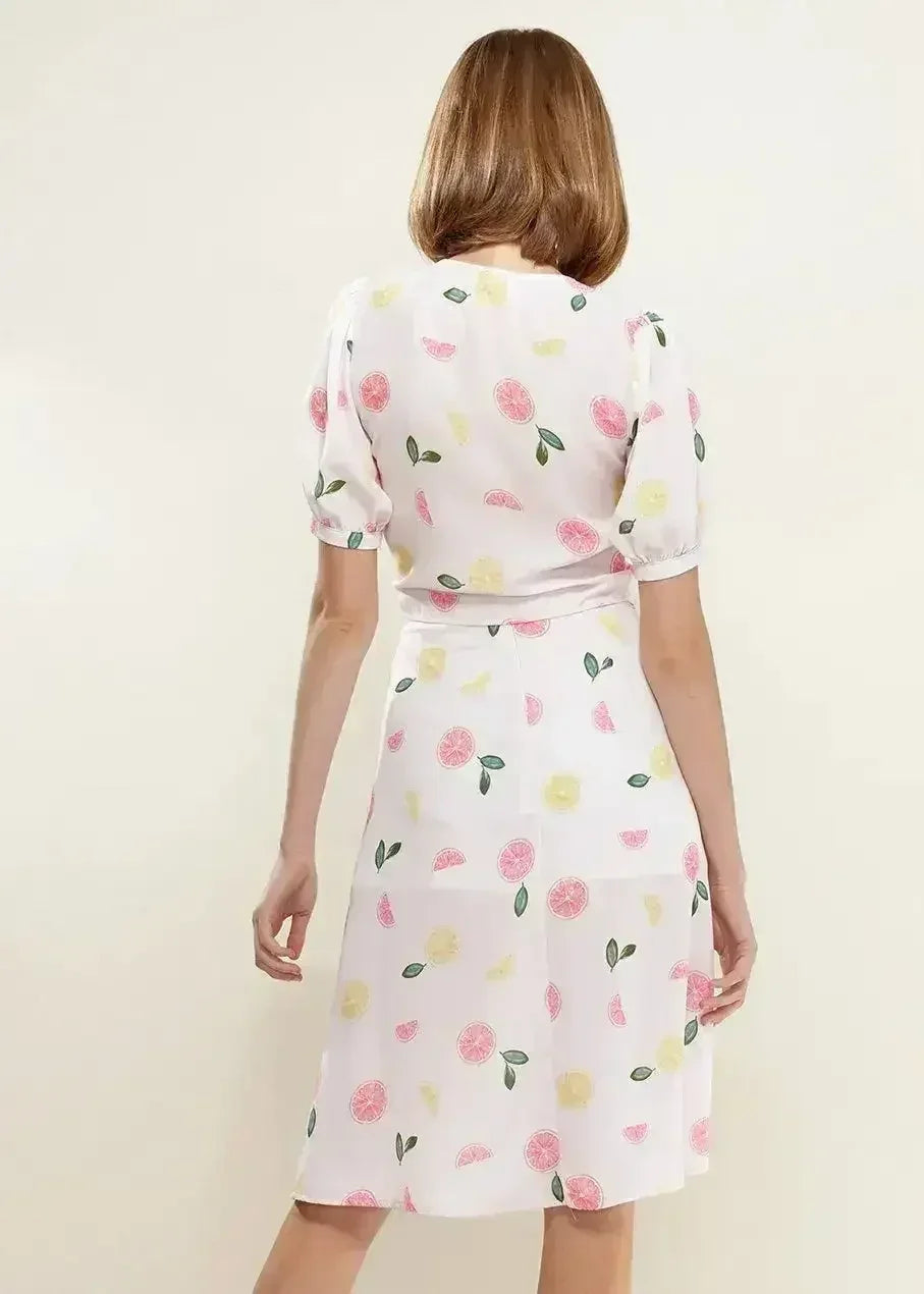 Fruit Punch Tie Hem Open Front Blouse in Fruit Punch | Femstylo