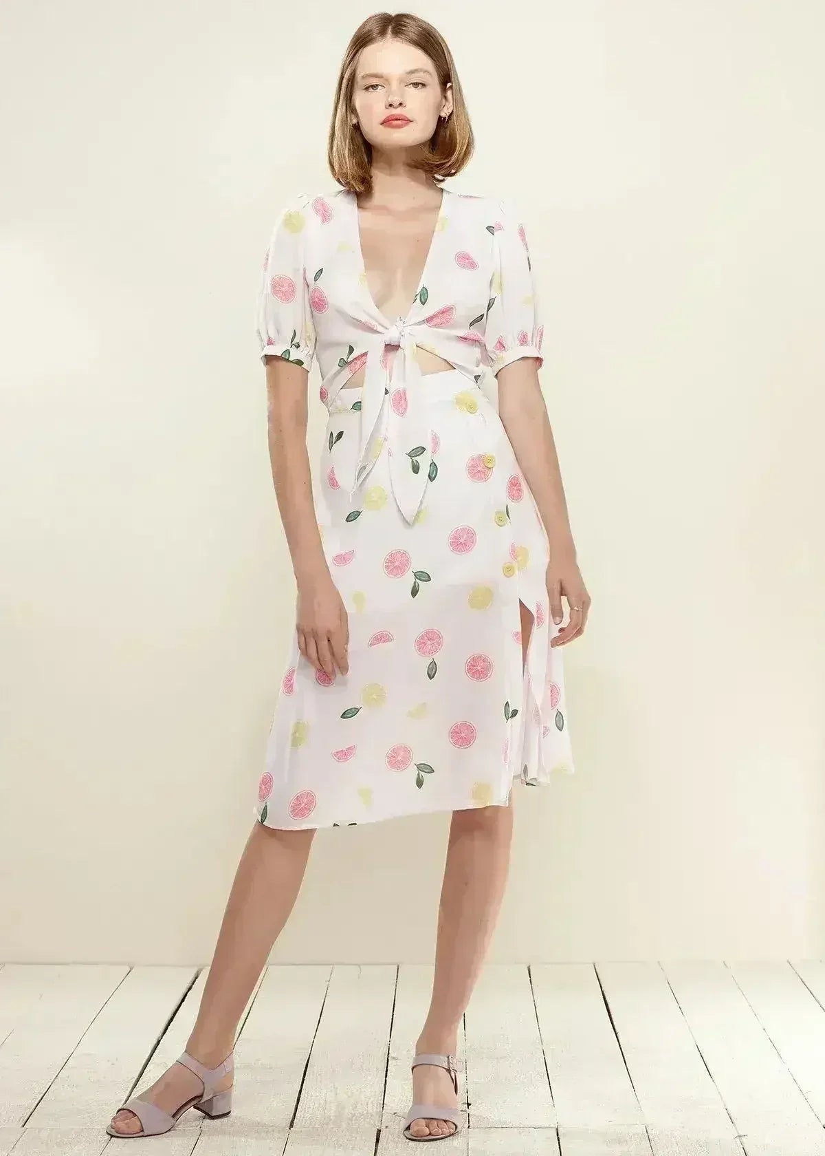 Button Front Midi Skirt in Fruit Punch
