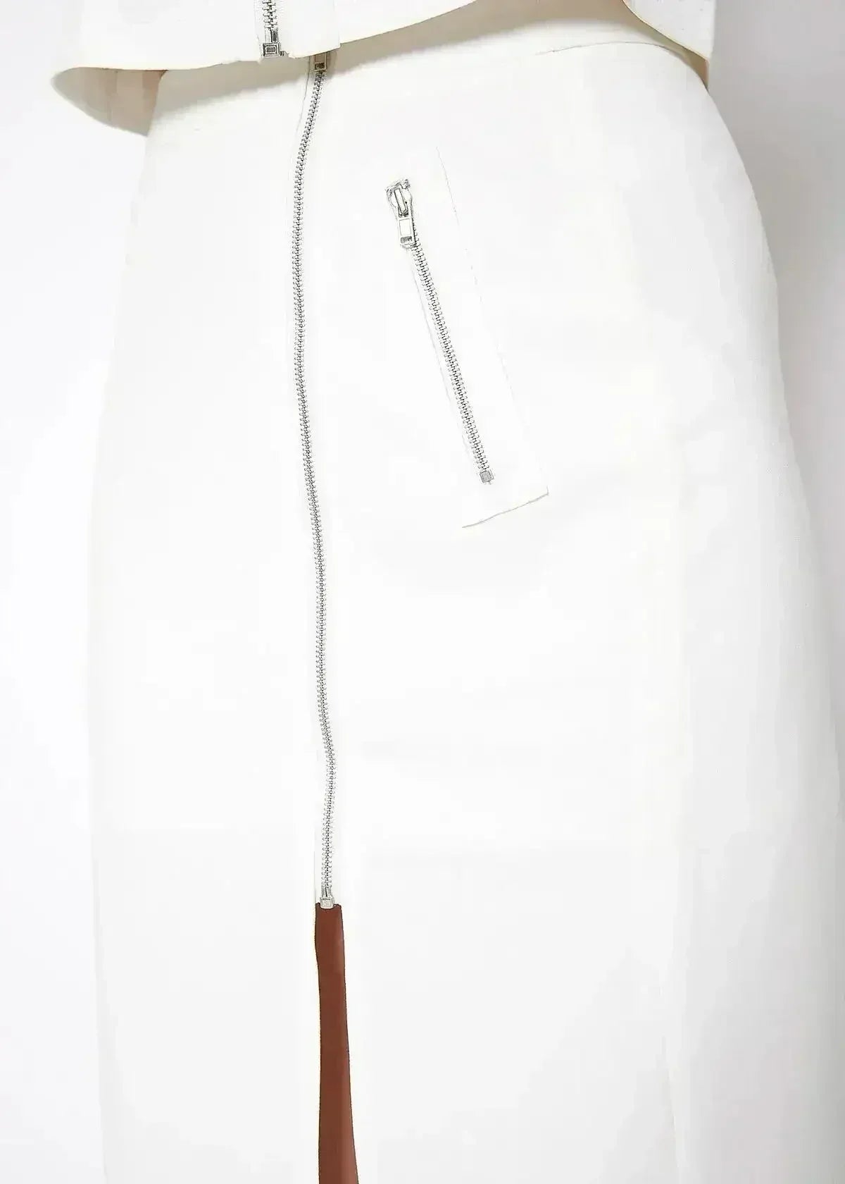 Women's Zip Up Slit Hem Midi Skirt