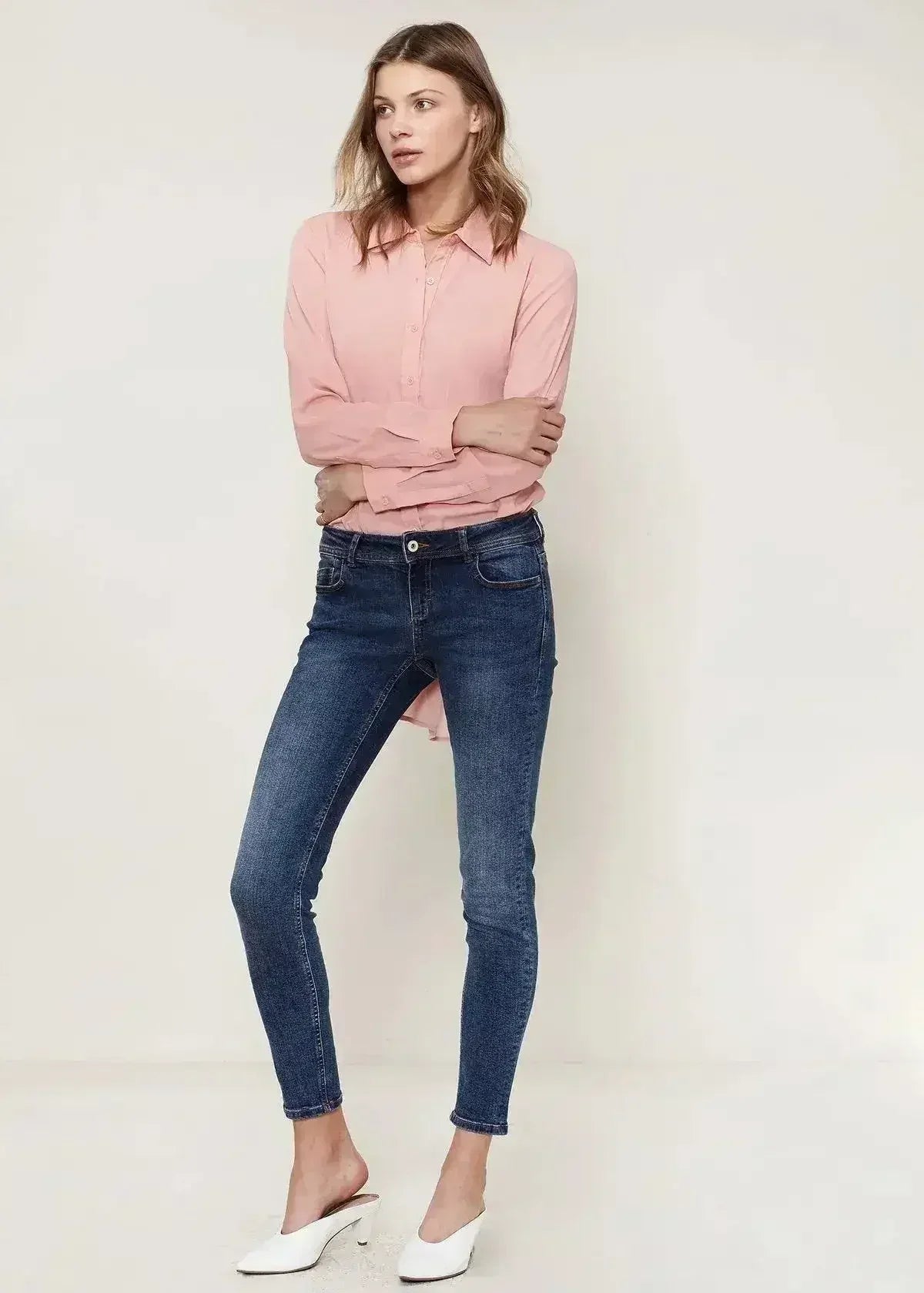 Women's Belted Hi-lo Blouse In Peach Apricot | Femstylo