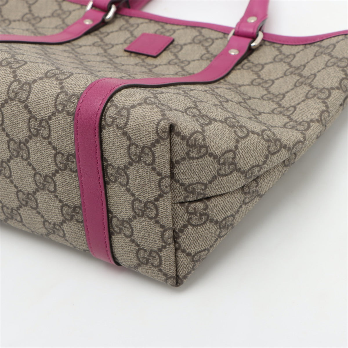 Gucci Kids Line GG Supreme Canvas Coated Handbag Beige x Pink #3284