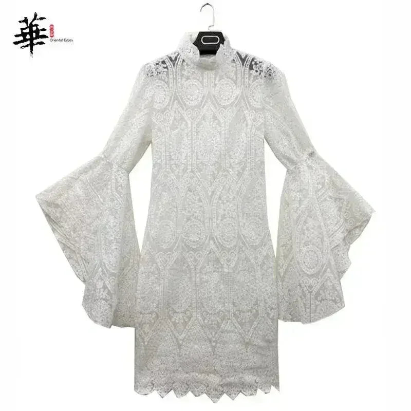 Lace White Dress Women Midi Dress for Women Long Sleeve Bodycon Sexy