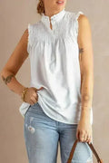 White Mock Neck Tank Top