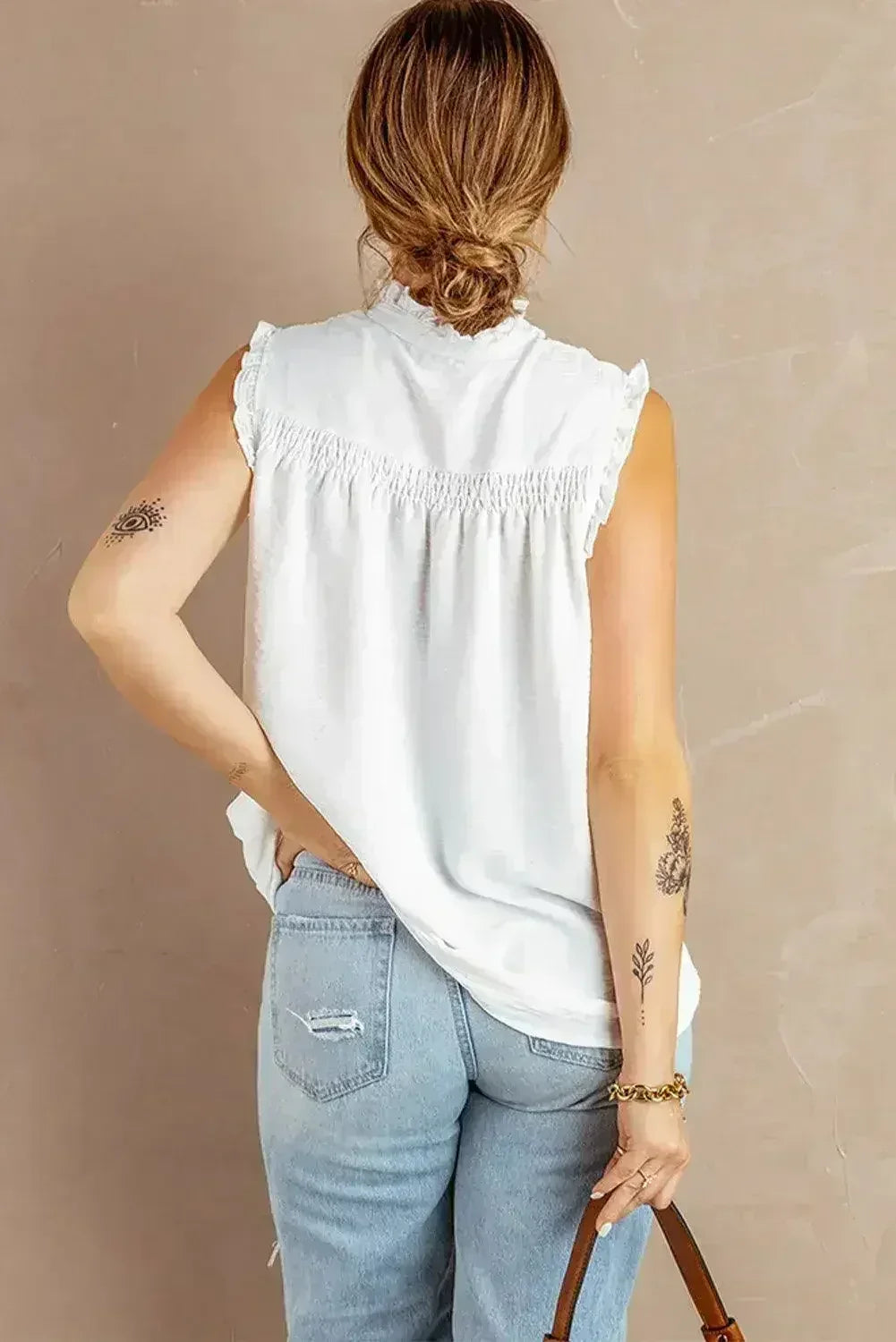 White Mock Neck Tank Top