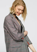 Grey Multi Glen Plaid Blazer | Women's Comfort Fit Suiting - Femstylo
