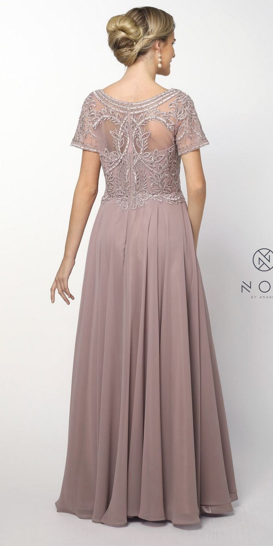 CLEARANCE - Nox Anabel Y525 - Short Sleeve Embroidered Top Formal Dress (Size 3XL)
