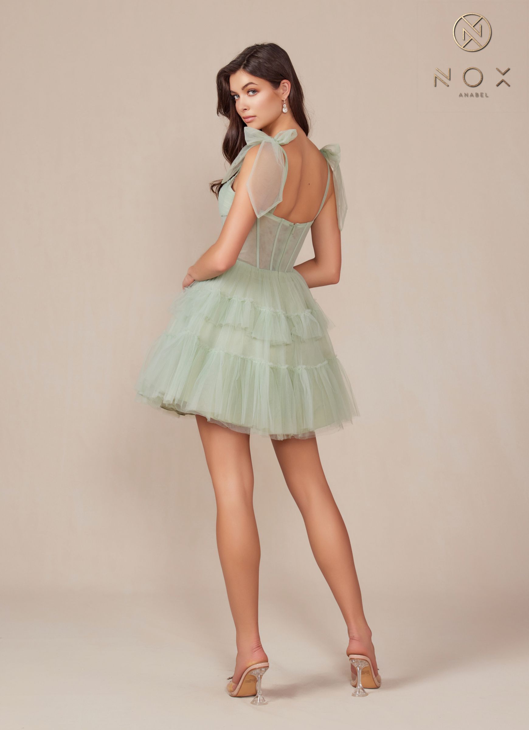 Nox Anabel Y858 Dress Short A-Line Ruffled Tiered Tulle Skirt