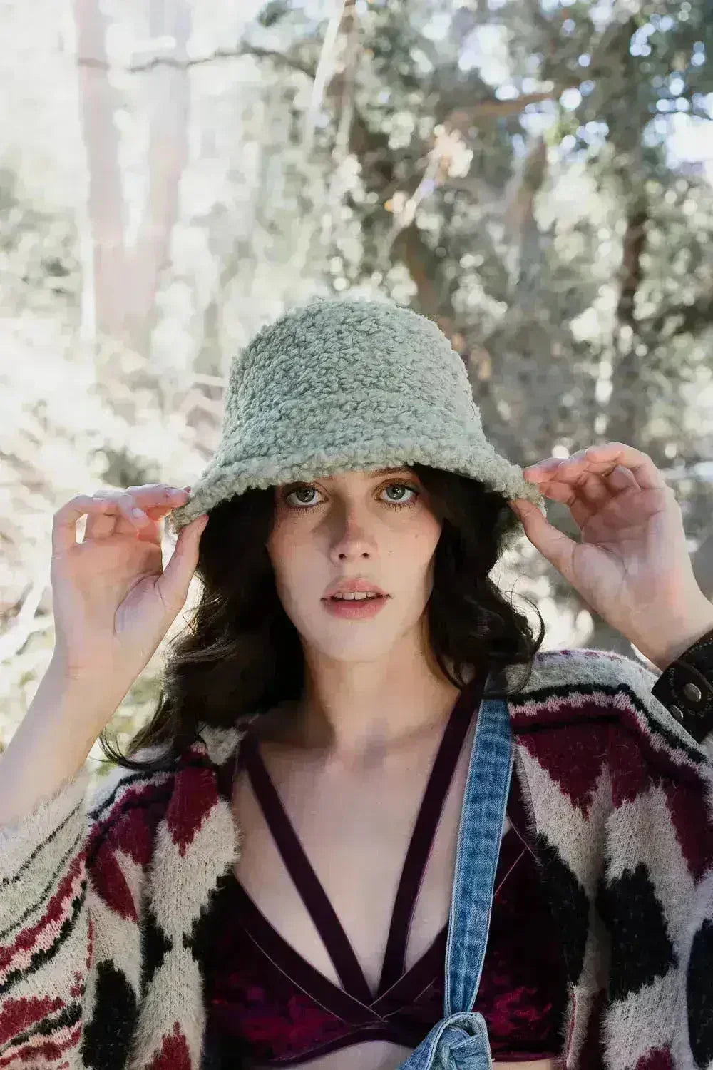 Reversible Teddy Suede Bucket Hat - Winter Cozy - Two-Way Stretch Fit