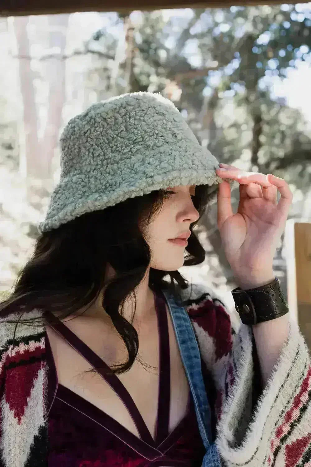 Reversible Teddy Suede Bucket Hat - Winter Cozy - Two-Way Stretch Fit