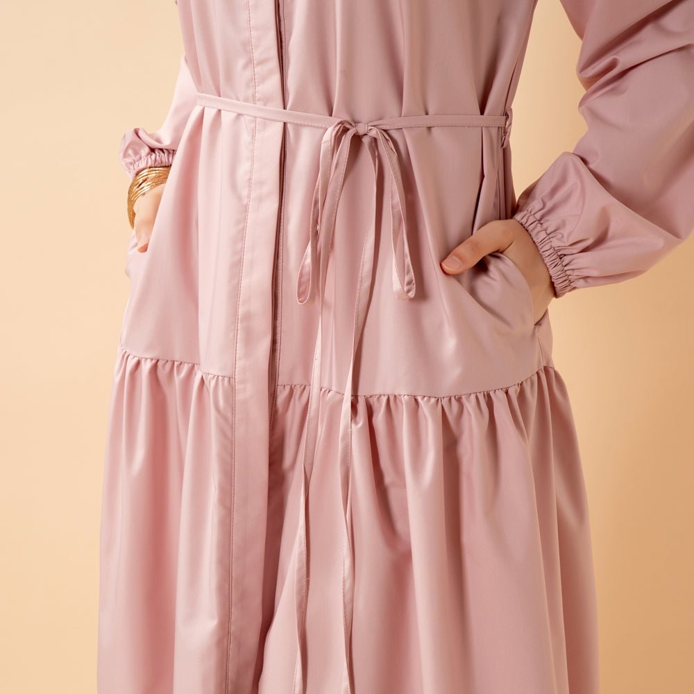 A-Line Trench Shirt Maxi Abaya Dress with Pockets (MA422)