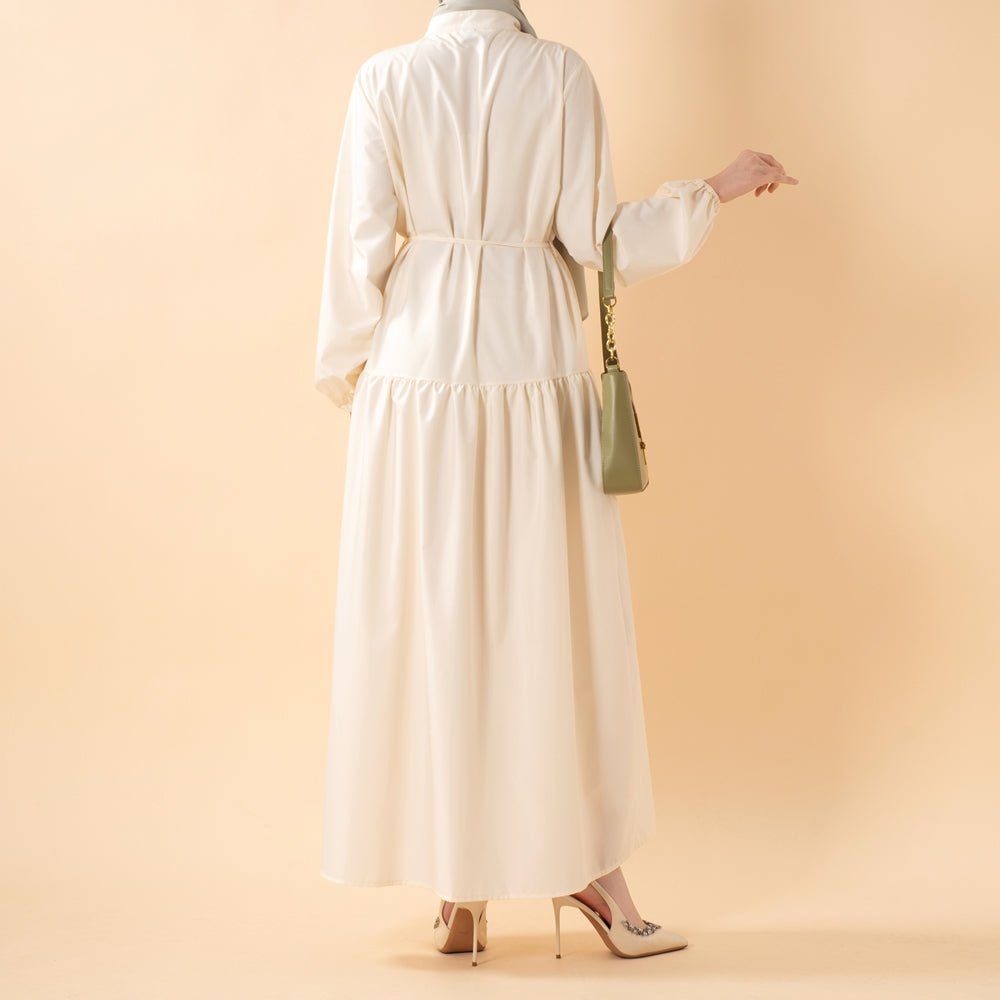 A-Line Trench Shirt Maxi Abaya Dress with Pockets (MA422)