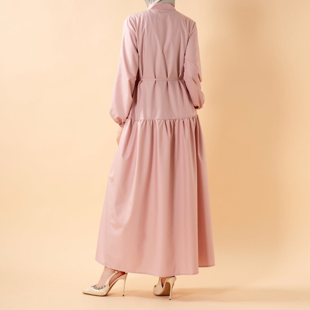A-Line Trench Shirt Maxi Abaya Dress with Pockets (MA422)