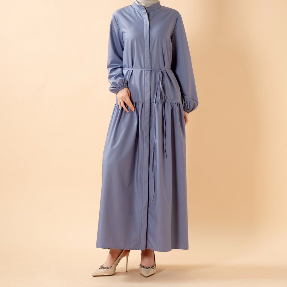 A-Line Trench Shirt Maxi Abaya Dress with Pockets (MA422)