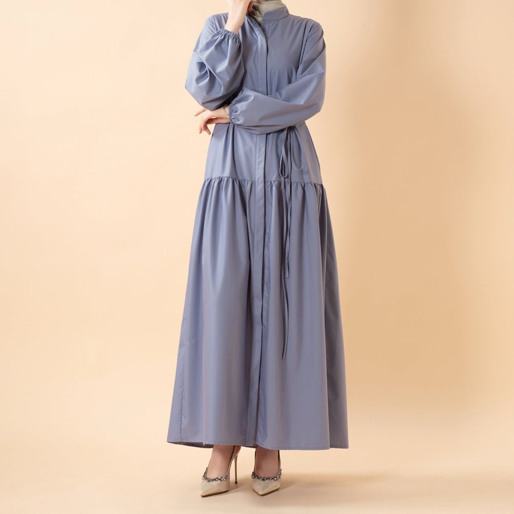 A-Line Trench Shirt Maxi Abaya Dress with Pockets (MA422)