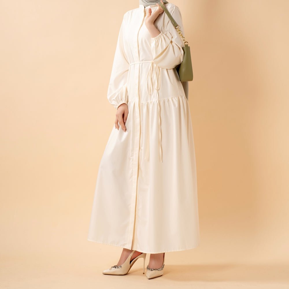 A-Line Trench Shirt Maxi Abaya Dress with Pockets (MA422)