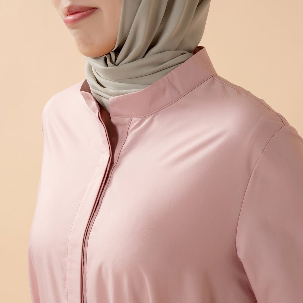 A-Line Trench Shirt Maxi Abaya Dress with Pockets (MA422)
