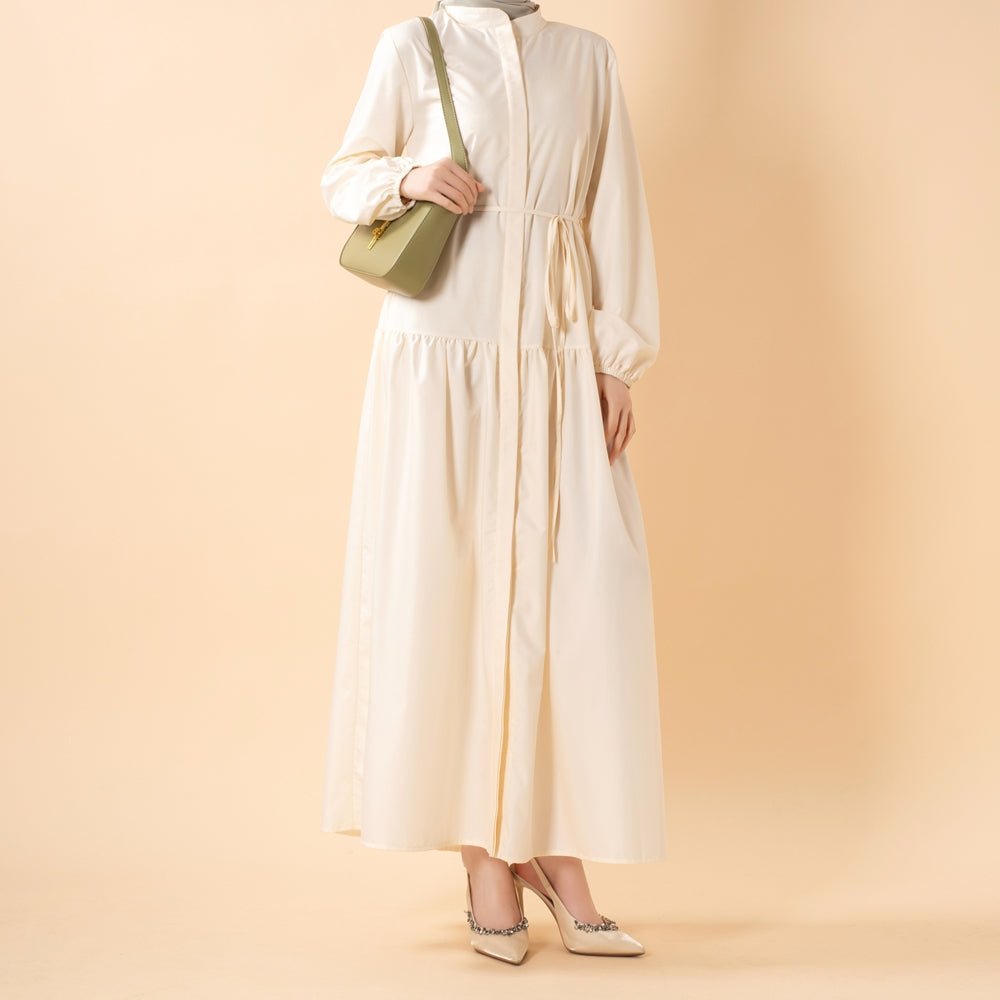 A-Line Trench Shirt Maxi Abaya Dress with Pockets (MA422)