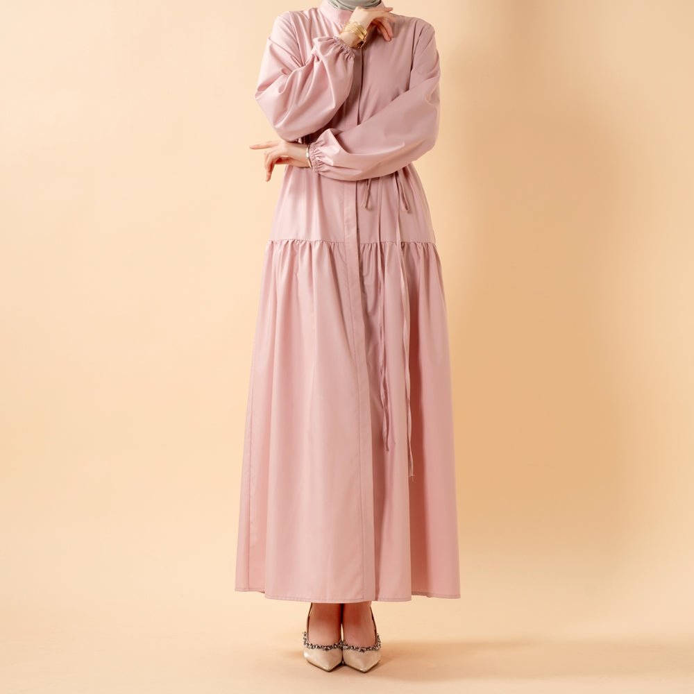 A-Line Trench Shirt Maxi Abaya Dress with Pockets (MA422)