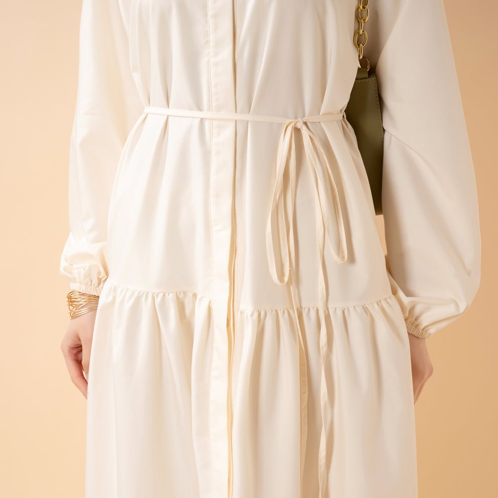 A-Line Trench Shirt Maxi Abaya Dress with Pockets (MA422)