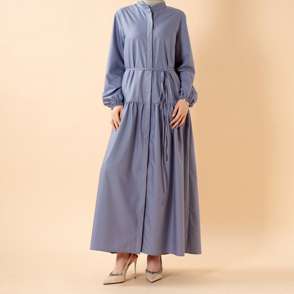 A-Line Trench Shirt Maxi Abaya Dress with Pockets (MA422)