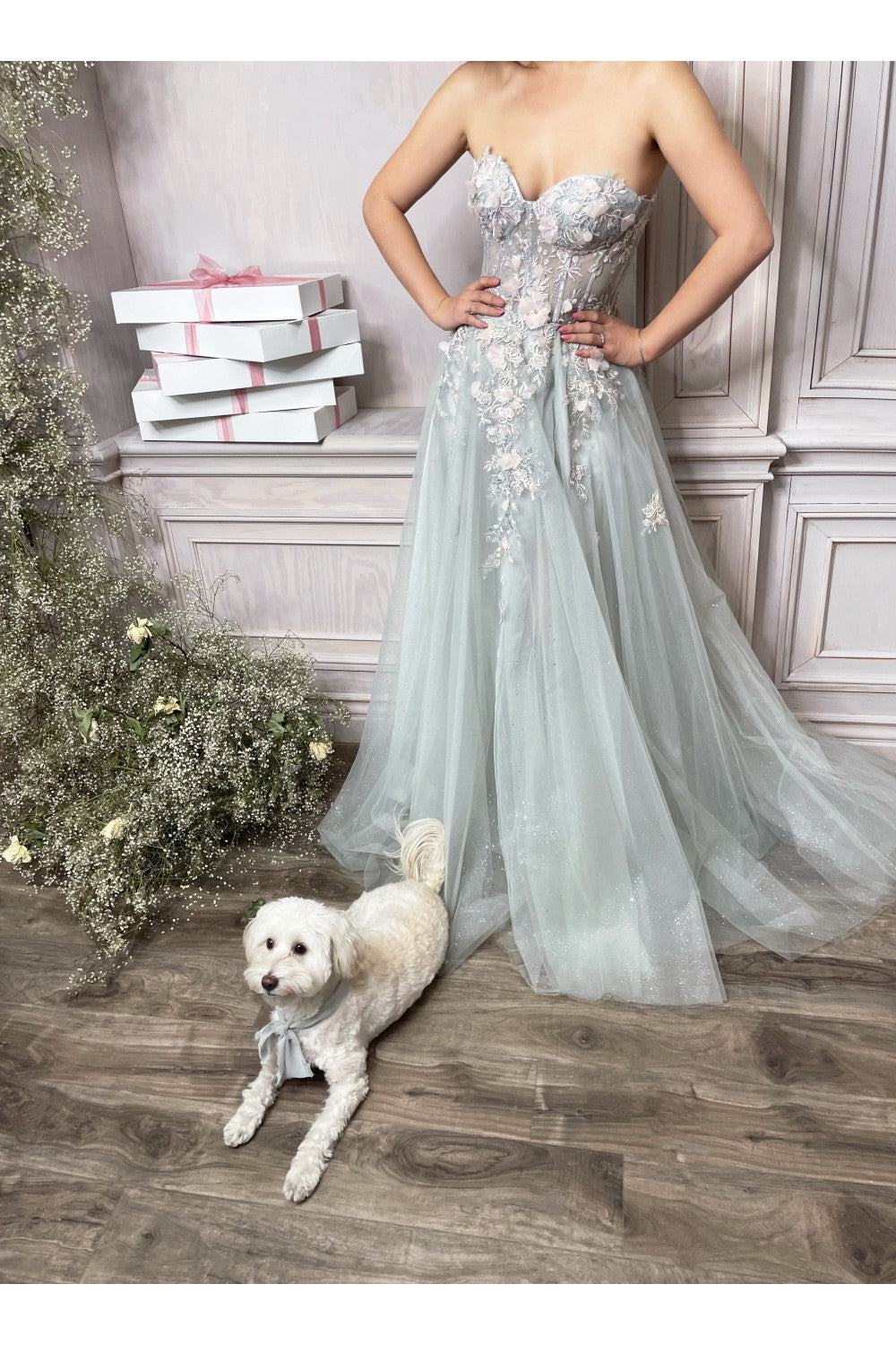 Andrea & Leo A1089 Penelope Blossom Gown with Overskirt