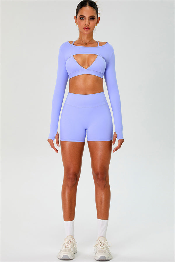 The Ember Sports Bra Crop Top Shorts 3-Piece Set