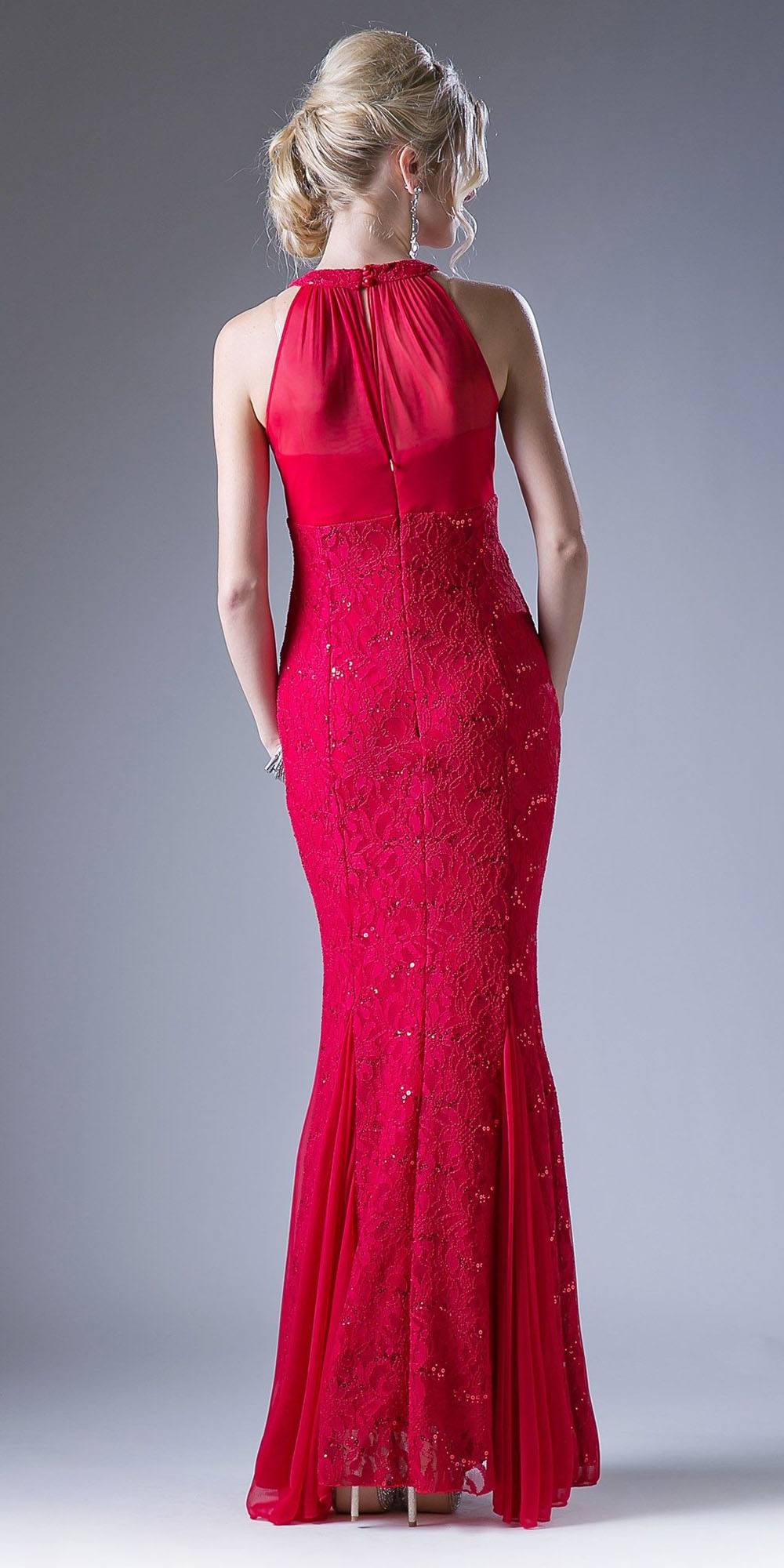 Cinderella Divine A1613 Halter High Neckline Long Formal Sheath Dress