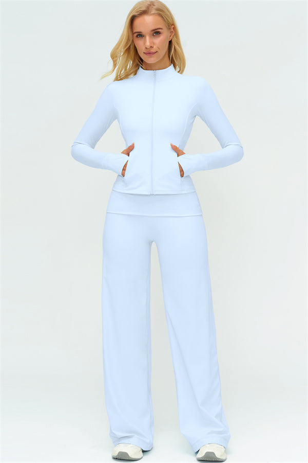 The Twirl Zip Jacket Straight Leg Pants 2-Piece Set