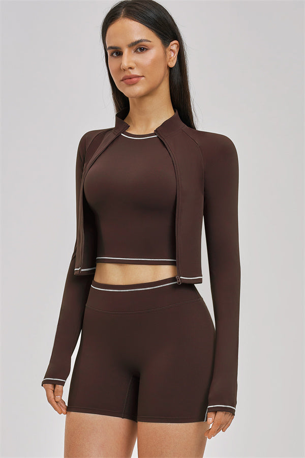 The Unbound Jacket Crop Top Shorts 3-Piece Set