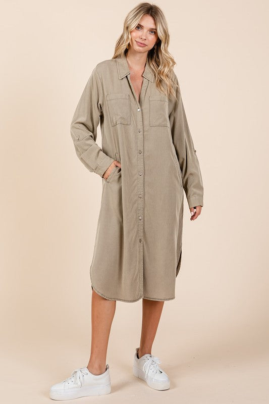 Button Down Long Sleeve Shirt Dress For Women – Timeless, Versatile, Classic, and Sophisticated Wardrobe Essential