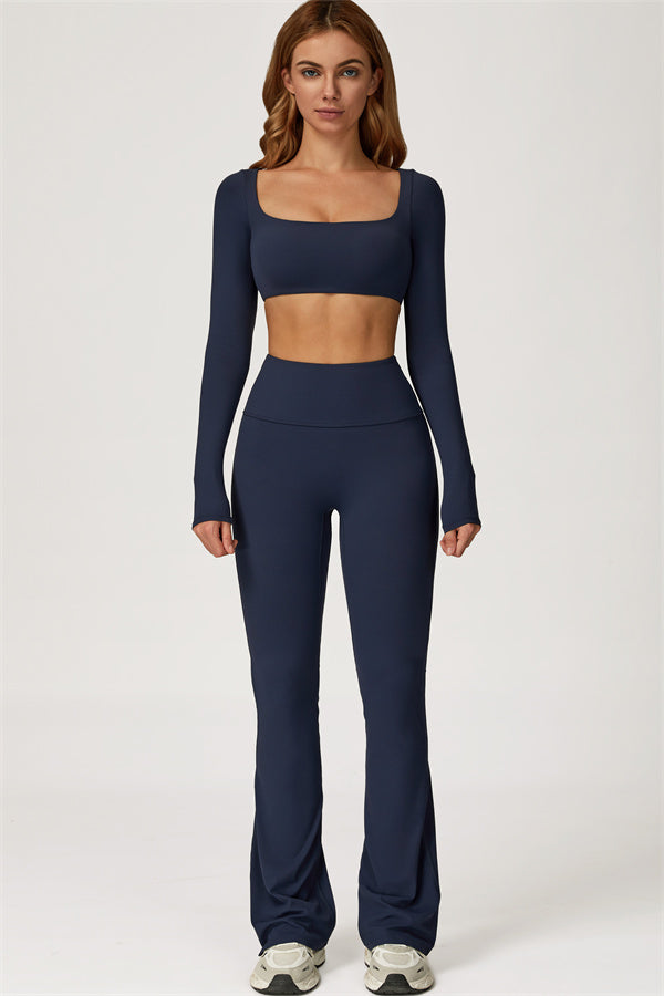 The Lily Belle Crop Top Flared Leggings 2-Piece Set