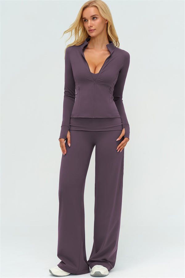 The Twirl Zip Jacket Straight Leg Pants 2-Piece Set