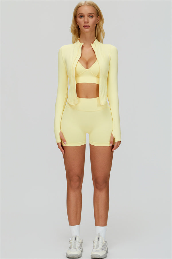 The Empower Jacket Sports Bra Shorts 3-Piece Set