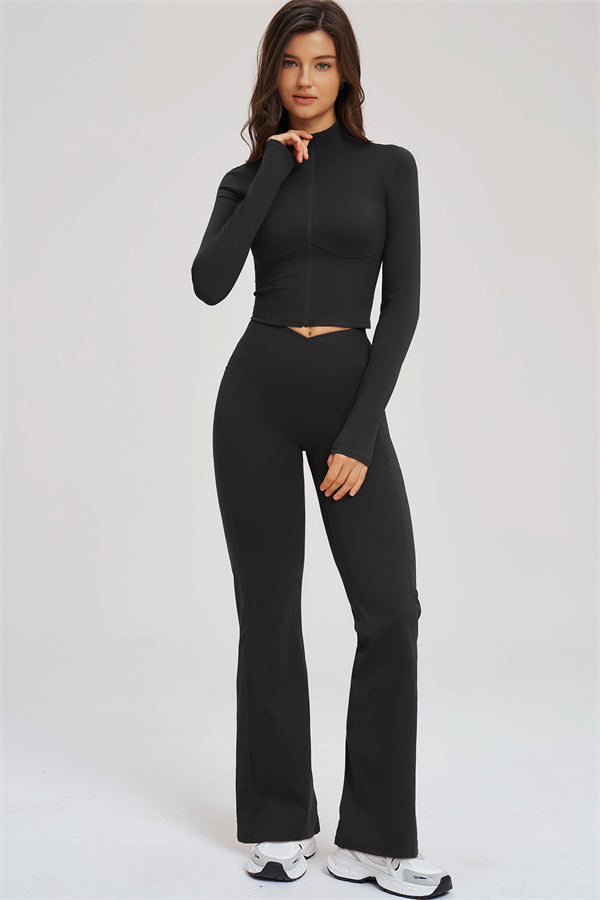 The Sizzle Zip Jacket Flared Leggings 2-Piece Set