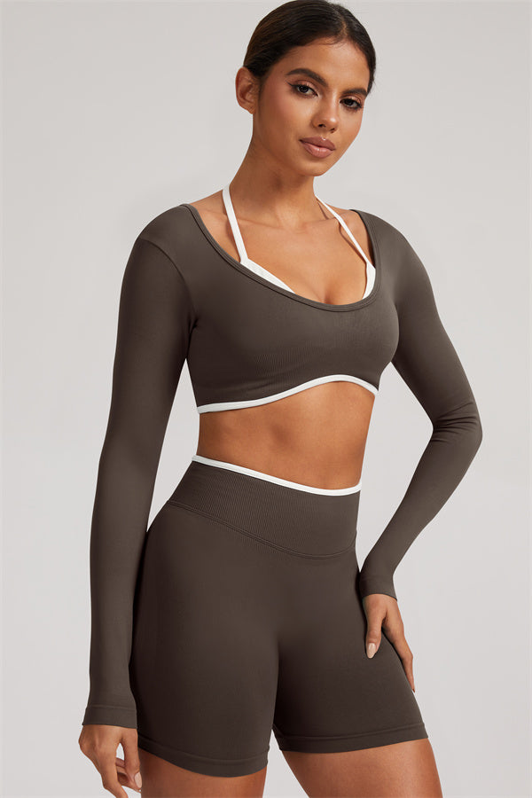 The Elevate Long Sleeve Crop top Shorts 2-Piece Set