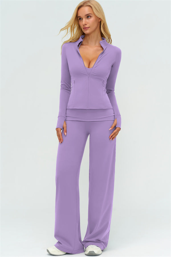 The Twirl Zip Jacket Straight Leg Pants 2-Piece Set