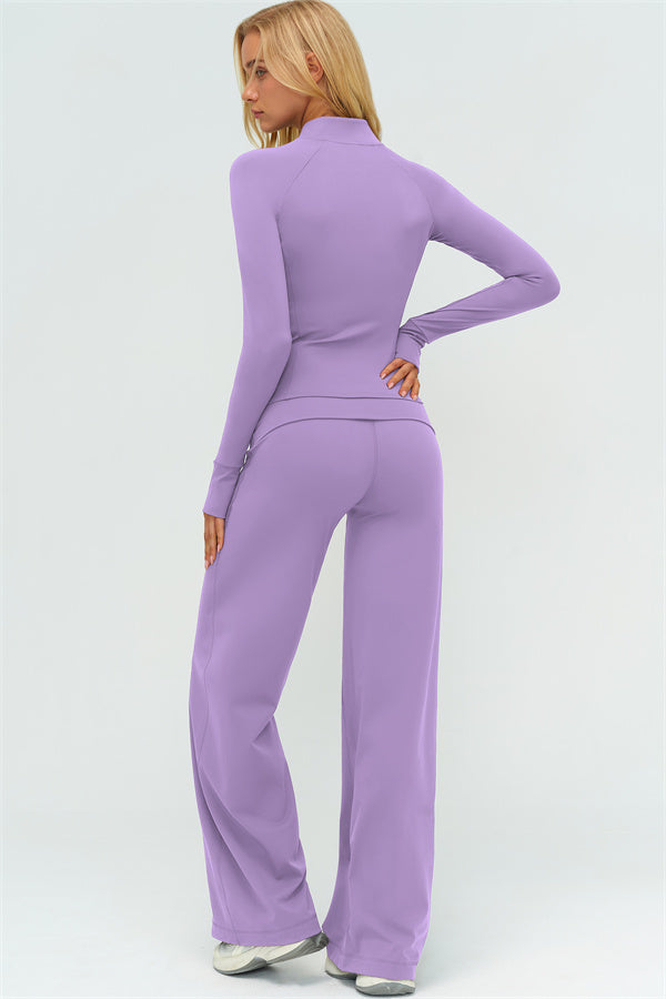 The Twirl Zip Jacket Sports Bra Straight Leg Pants 3-Piece Set
