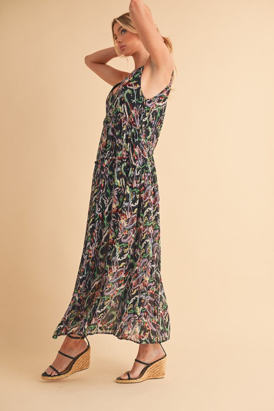 Printed V-Neck Frill Tiered Cami Comfortable Dress For Women – Playful, Feminine & Fun for Summer Days