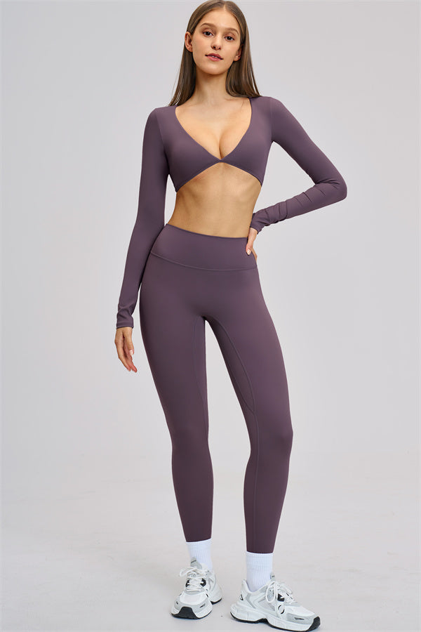 The Zestful Long Sleeve Crop Top Leggings 2-Piece Set