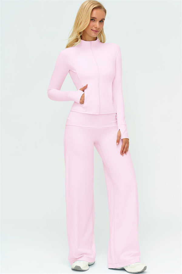 The Twirl Zip Jacket Straight Leg Pants 2-Piece Set