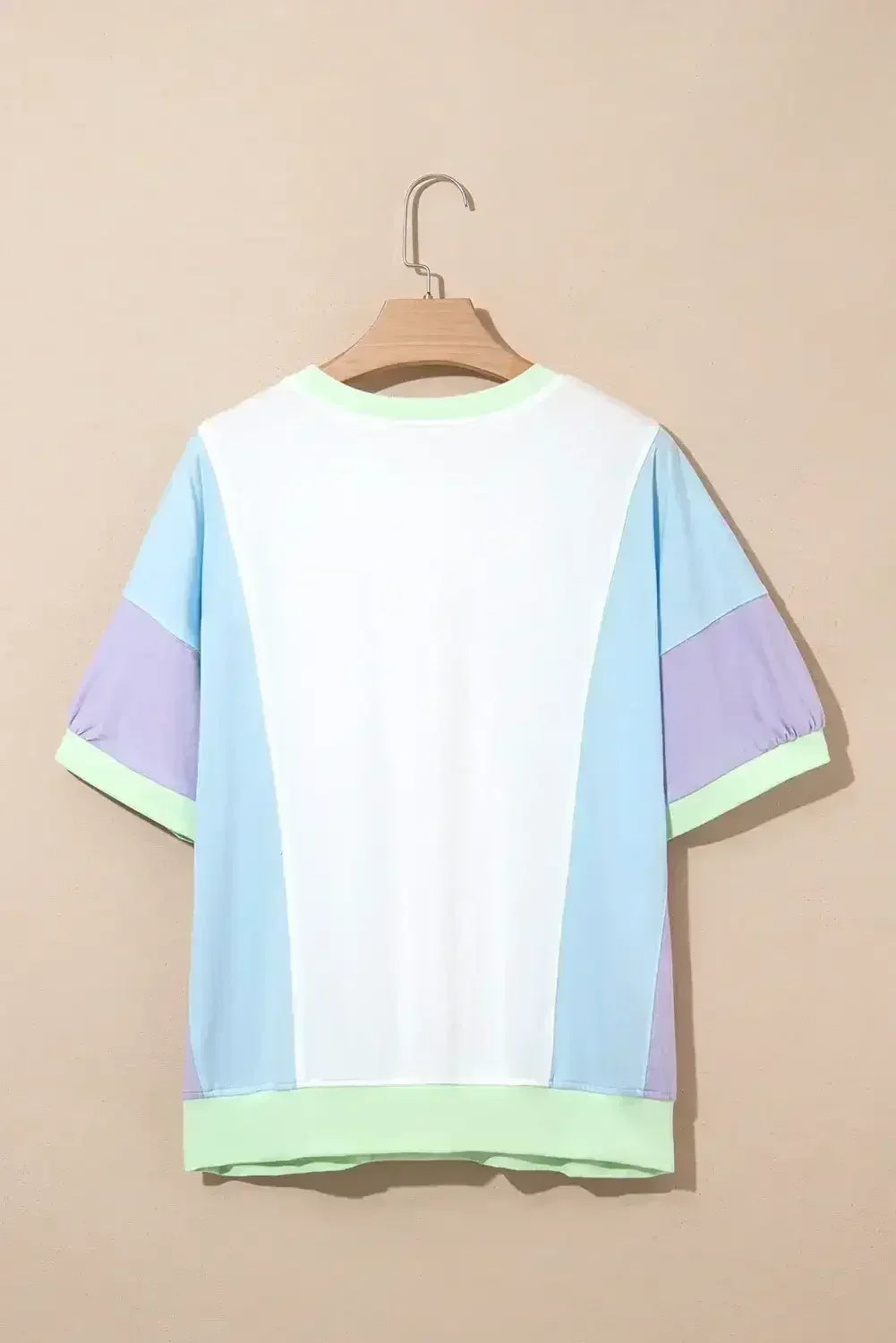 Purple Colorblock Patchwork Oversized T Shirt