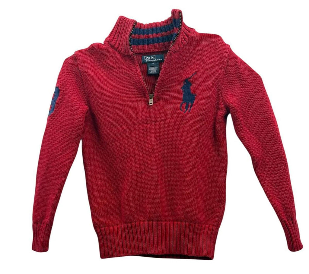 Polo Ralph Lauren Boys Red Quarter-Zip Sweater Size 6