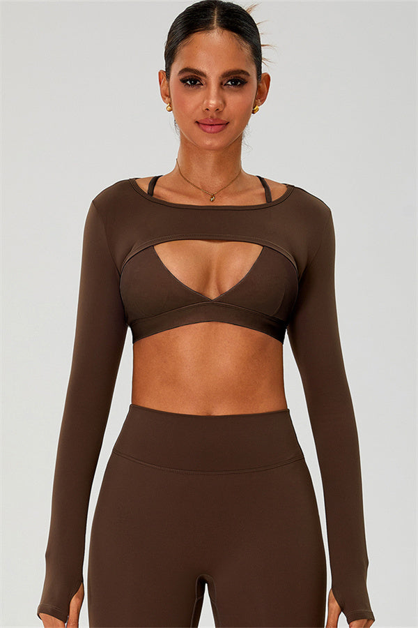 The Ember Sports Bra Crop Top Flared Leggings 3-Piece Set