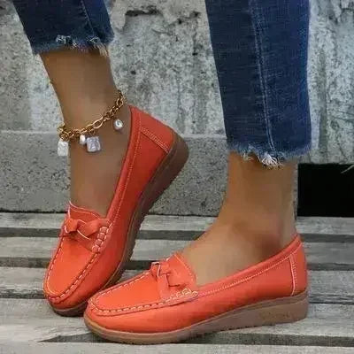 Wedge Heel Loafers - Woven PU Shoes | Femstylo