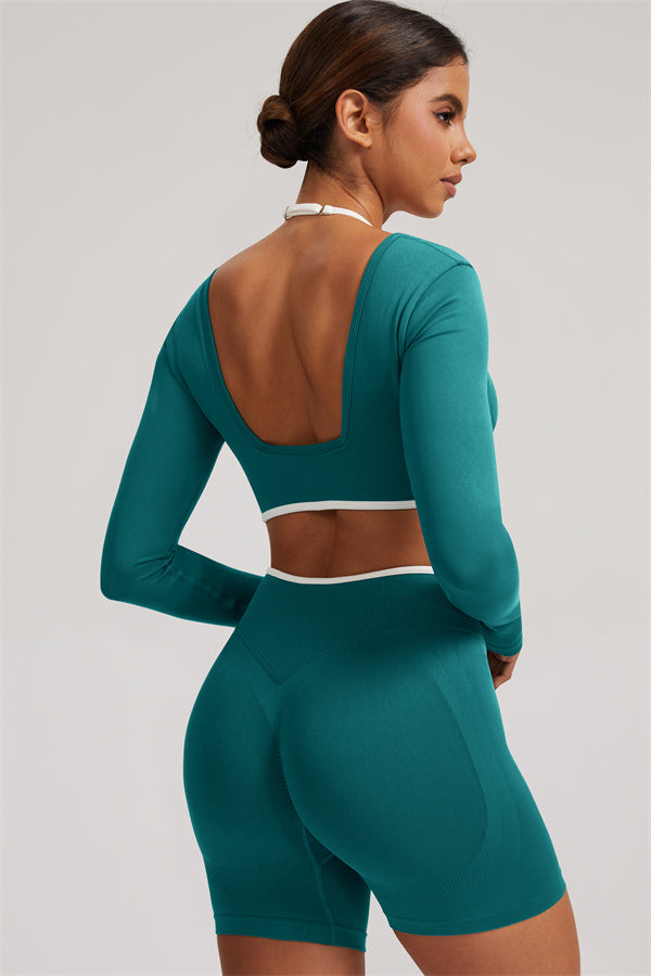 The Elevate Long Sleeve Crop top Shorts 2-Piece Set