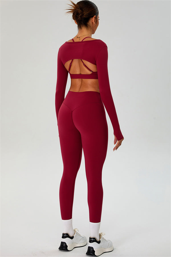 The Ember Sports Bra Crop Top Leggings 3-Piece Set