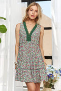 Lace Detail V-Neck Sleeveless Mini Dress For Women – Romantic, Elegant, Feminine, Stylish, Sophisticated Charm