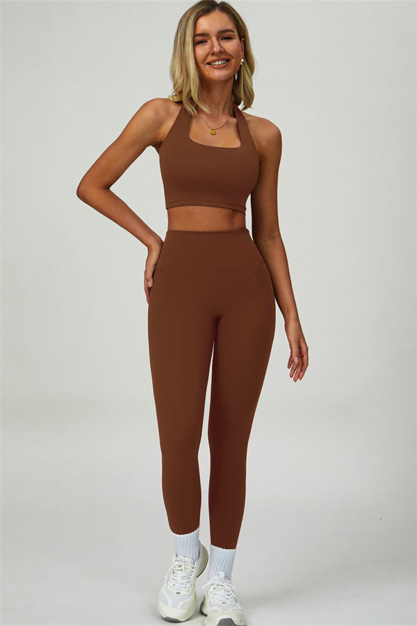 The Seraphine Halter Crop Top Leggings 2-Piece Set