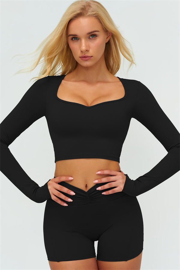 The Lushness Long Sleeve Crop top Shorts 2-Piece Set